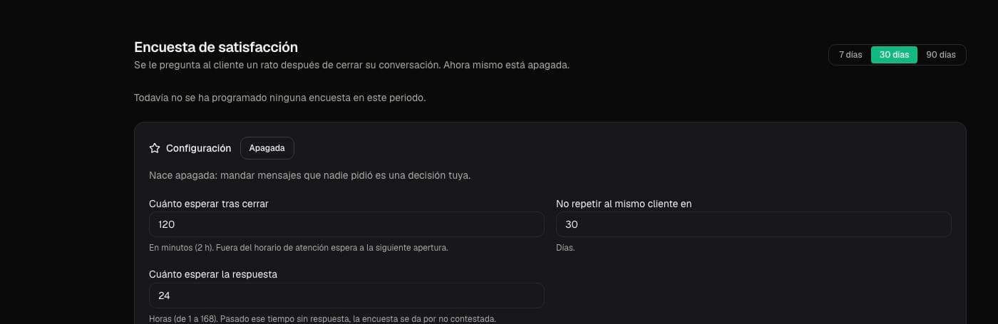 Configuración de una encuesta de satisfacción en Mosend